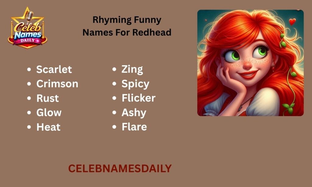 Rhyming Funny Names For Redhead
